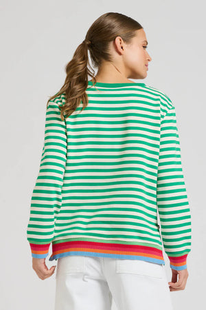 Zipside Classic Cotton Sweatshirt - Green Stripe/Rainbow