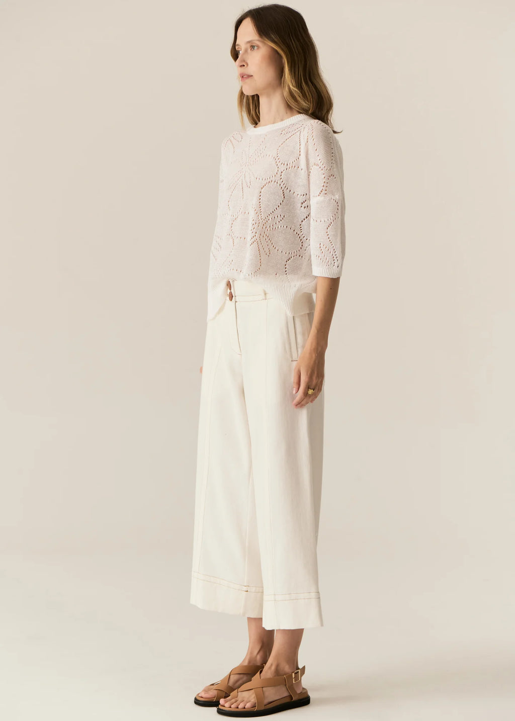 Carsen Crop Denim Pant - Ecru