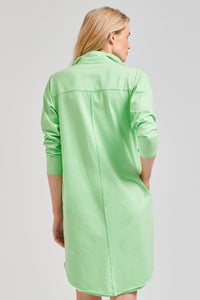 Raw Shirt Dress - Apple Green
