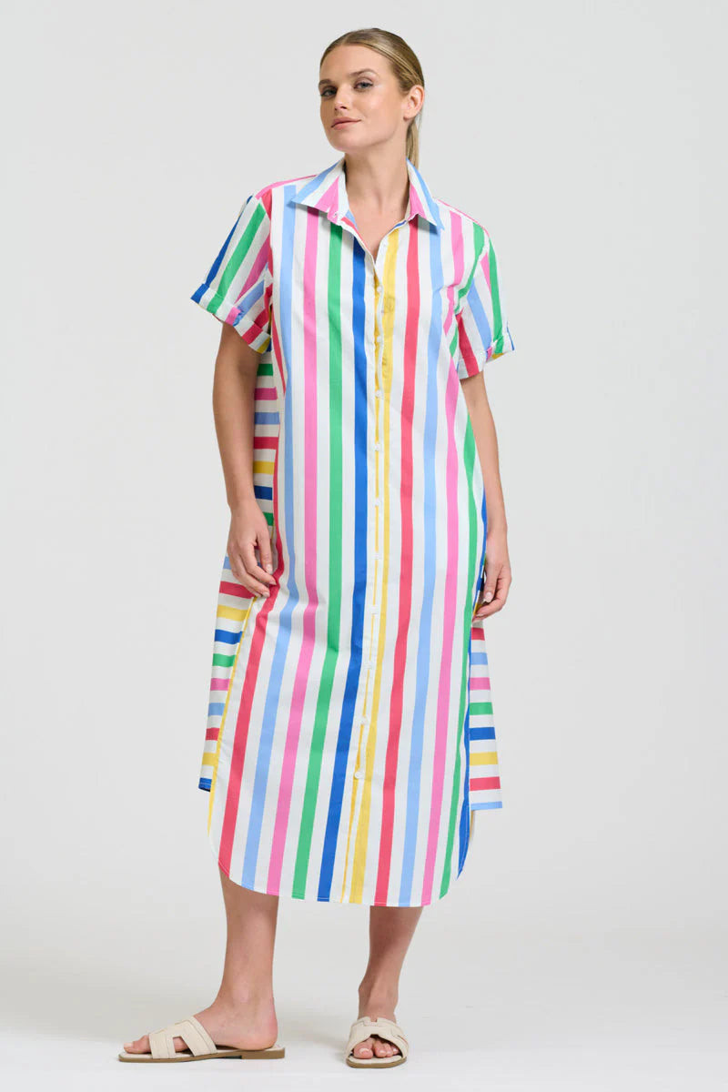 The Ashley Shirtdress - Fiesta Stripe
