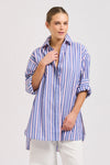 The Boyfriend Oversized Shirt - Chambray Pink Stripe