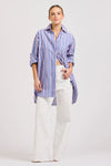 The Boyfriend Oversized Shirt - Chambray Pink Stripe