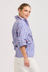 The Boyfriend Oversized Shirt - Chambray Pink Stripe