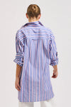 The Boyfriend Oversized Shirt - Chambray Pink Stripe