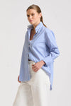 The Elodie Girlfriend Relaxed Shirt - Mid Blue Stripe