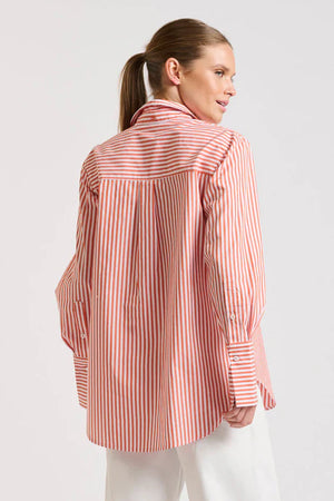 The Elodie Girlfriend Relaxed Shirt - Orange Stripe