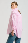 The Elodie Trim Girlfriend Relaxed Shirt - Pink Stripe