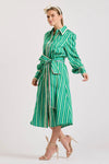 The Octavia Longline Shirtdress - Green Multi Stripe