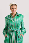 The Octavia Longline Shirtdress - Green Multi Stripe