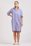 The Popover Shirtdress - Chambray Pink Stripe